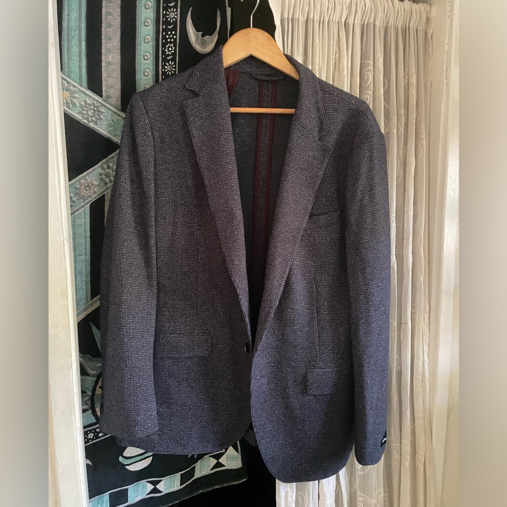 Bonobos Slim Fit Navy Blue Patterned Suit Jacket